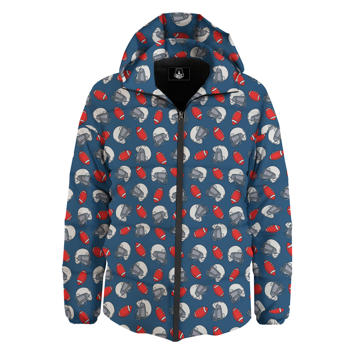 American Football Print Pattern Down Jacket-grizzshop