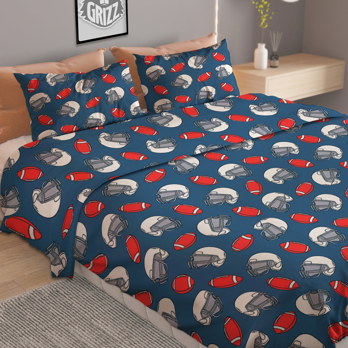 American Football Print Pattern Duvet Cover Bedding Set-grizzshop