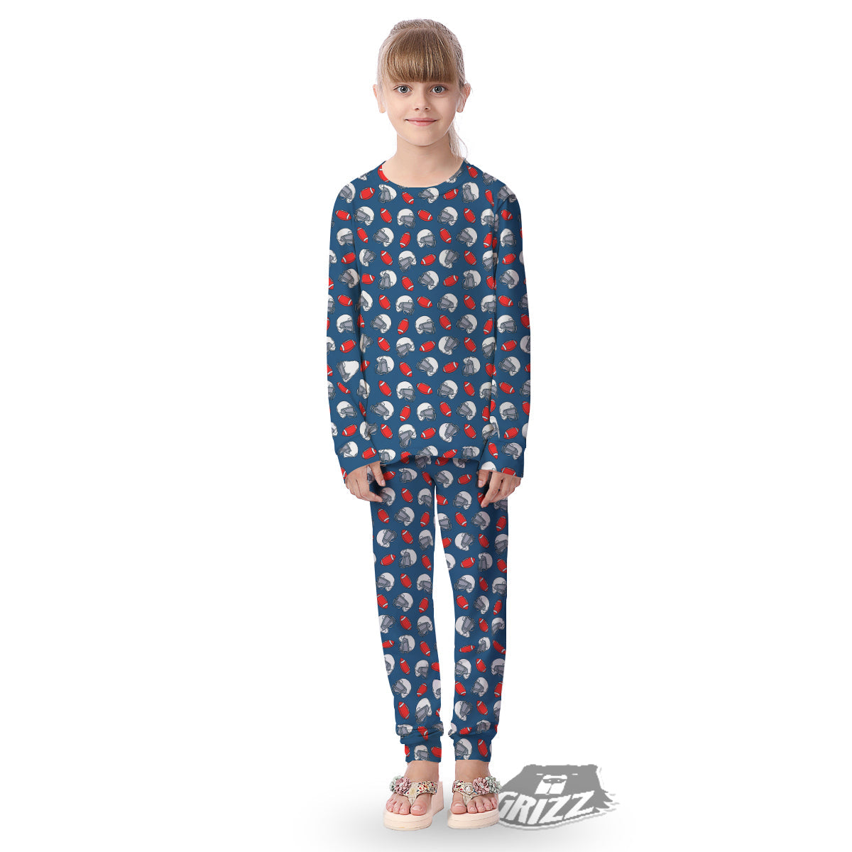 American Football Print Pattern Kid's Pajamas-grizzshop