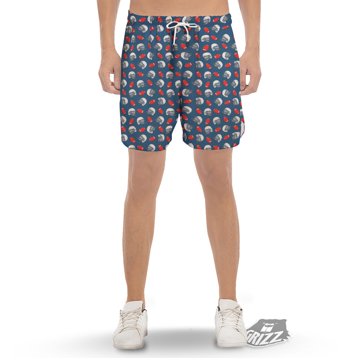 American Football Print Pattern Men's Gym Shorts-grizzshop