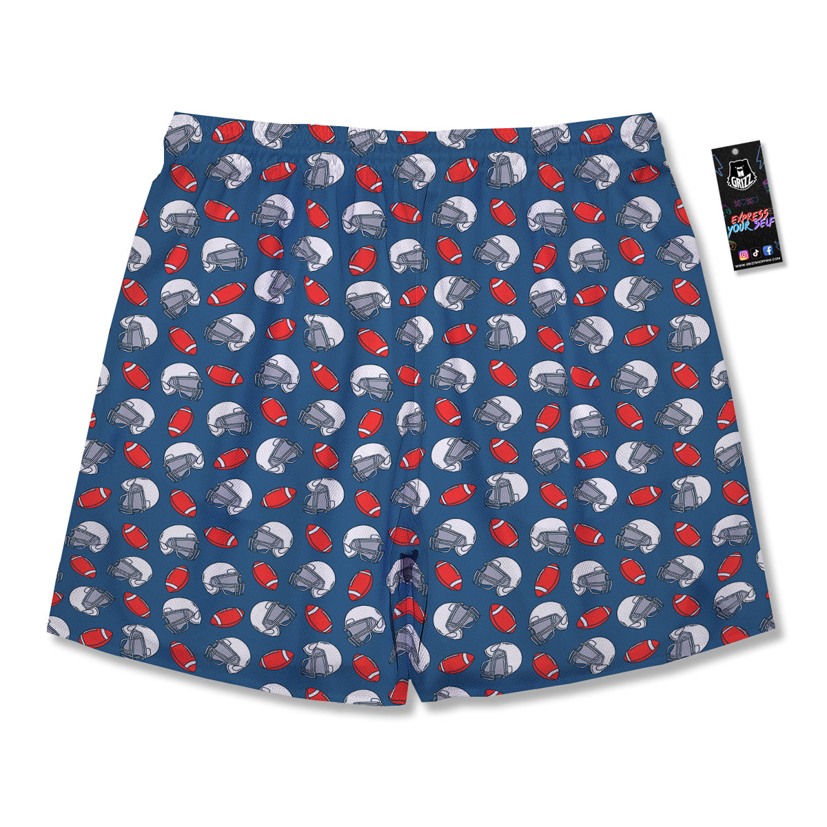American Football Print Pattern Men's Running Shorts-grizzshop