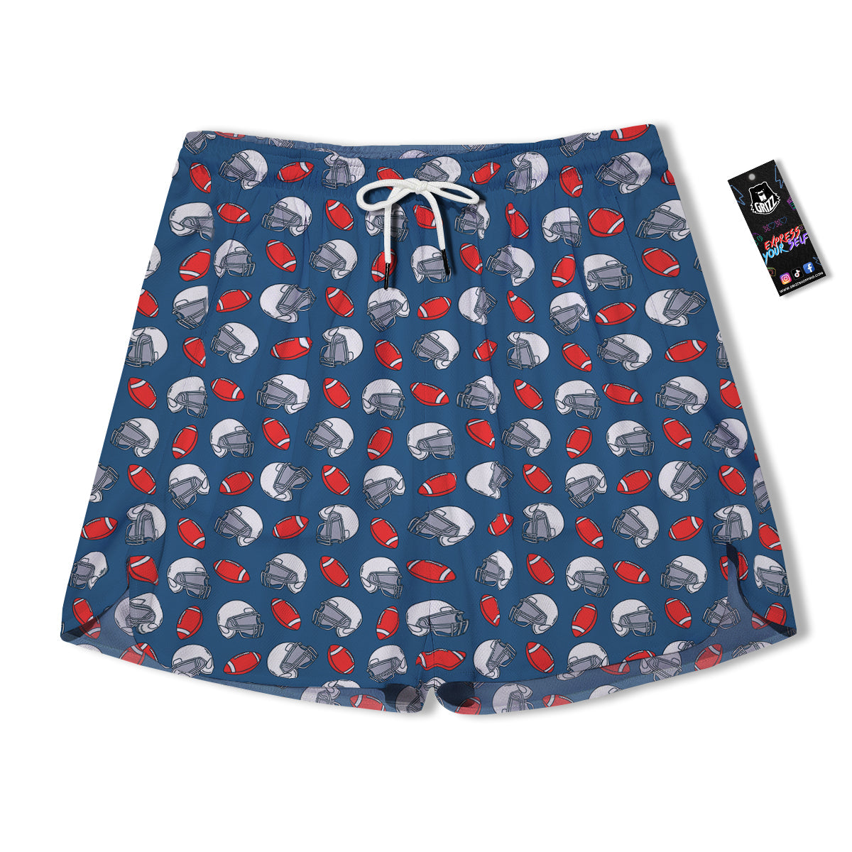 American Football Print Pattern Men's Running Shorts-grizzshop