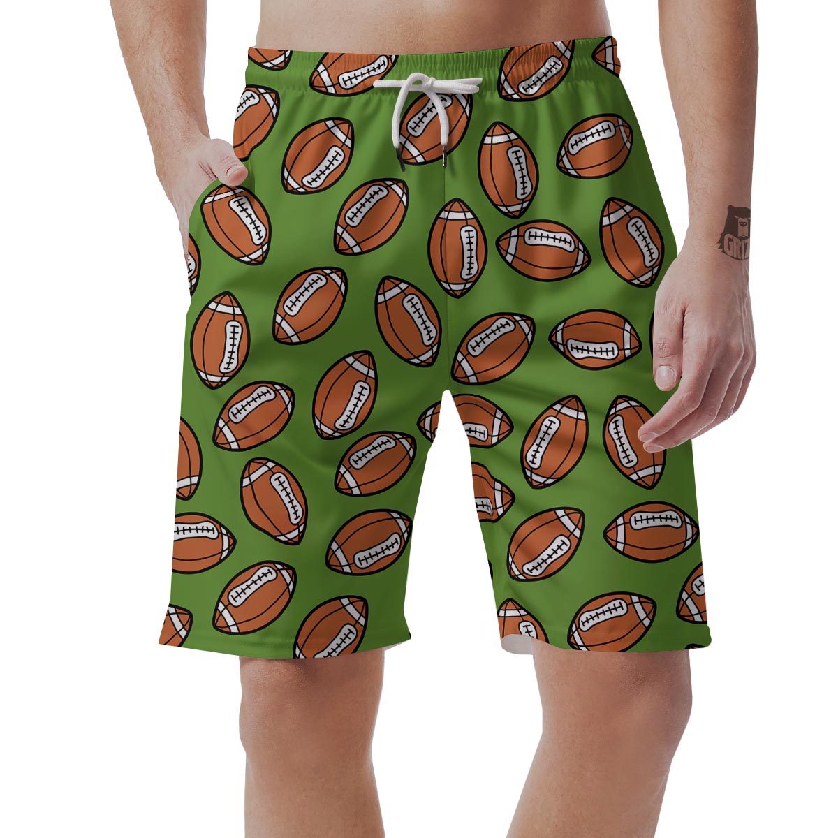 American Football Print Pattern Men's Shorts-grizzshop