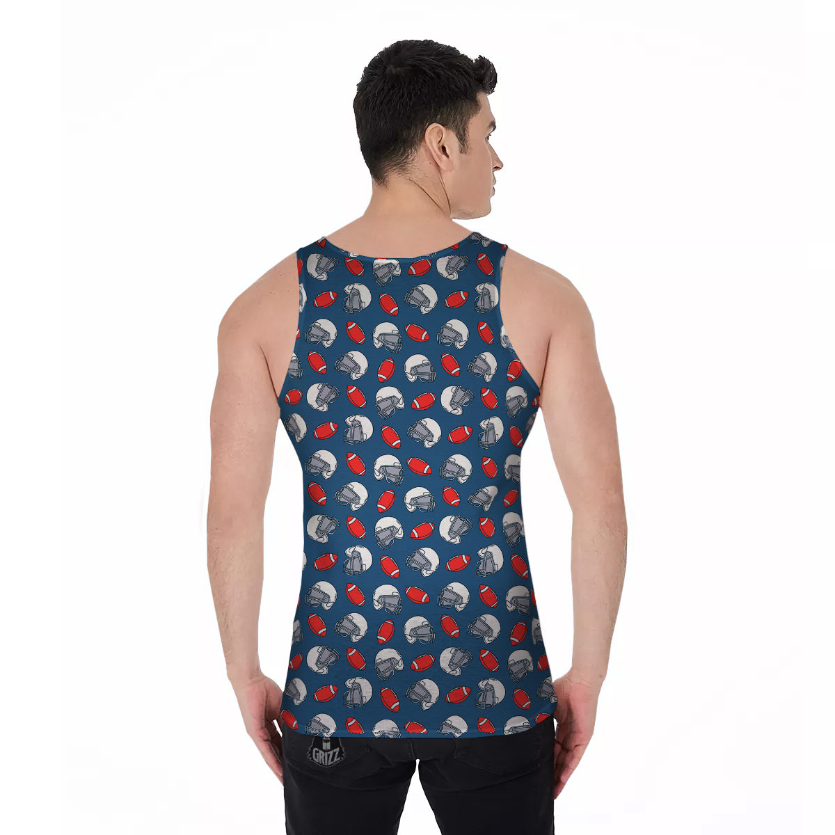 American Football Print Pattern Men's Tank Top-grizzshop