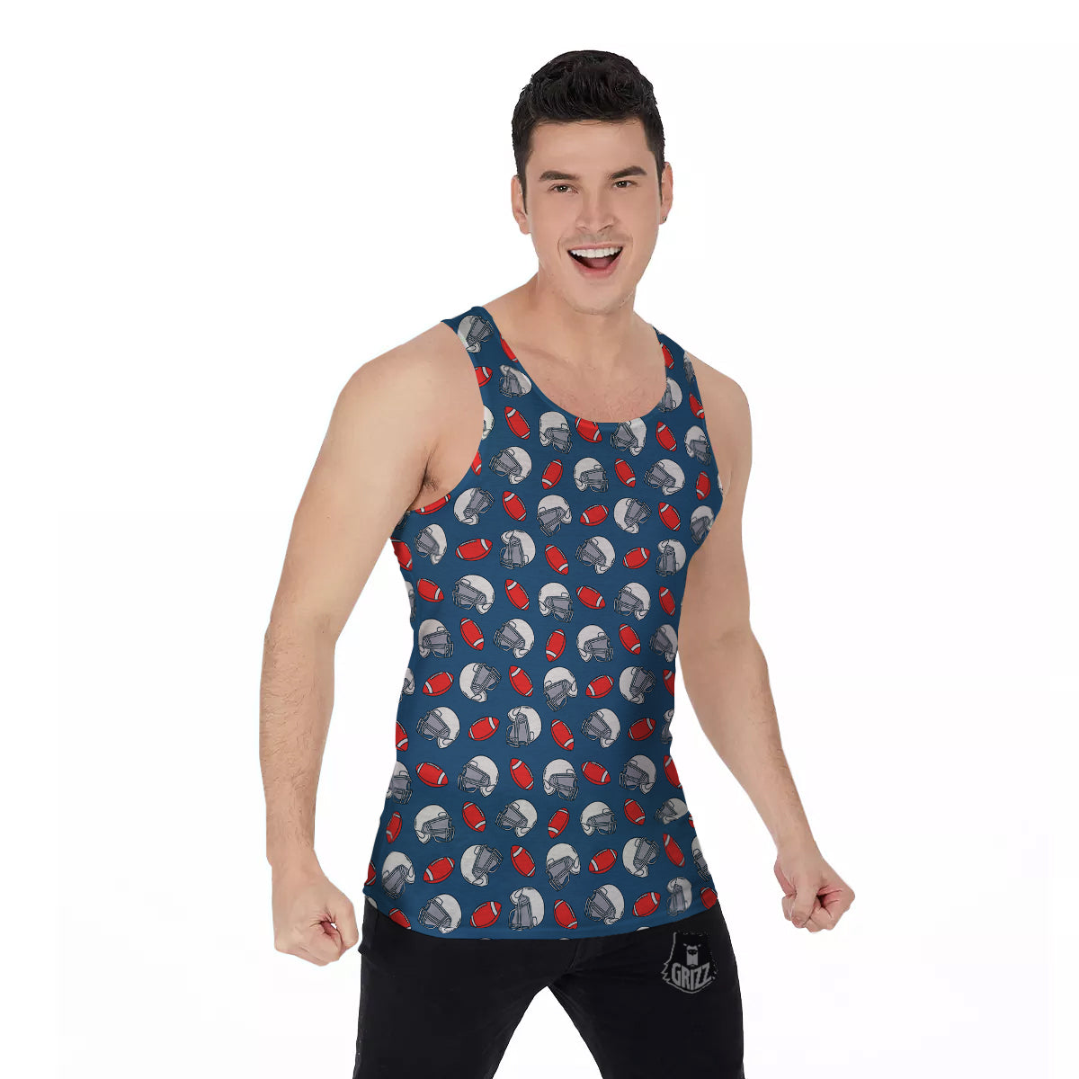 American Football Print Pattern Men's Tank Top-grizzshop