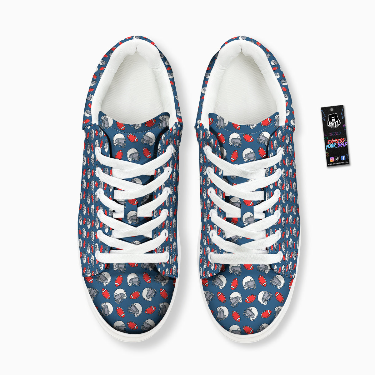 American Football Print Pattern Platform Shoes-grizzshop