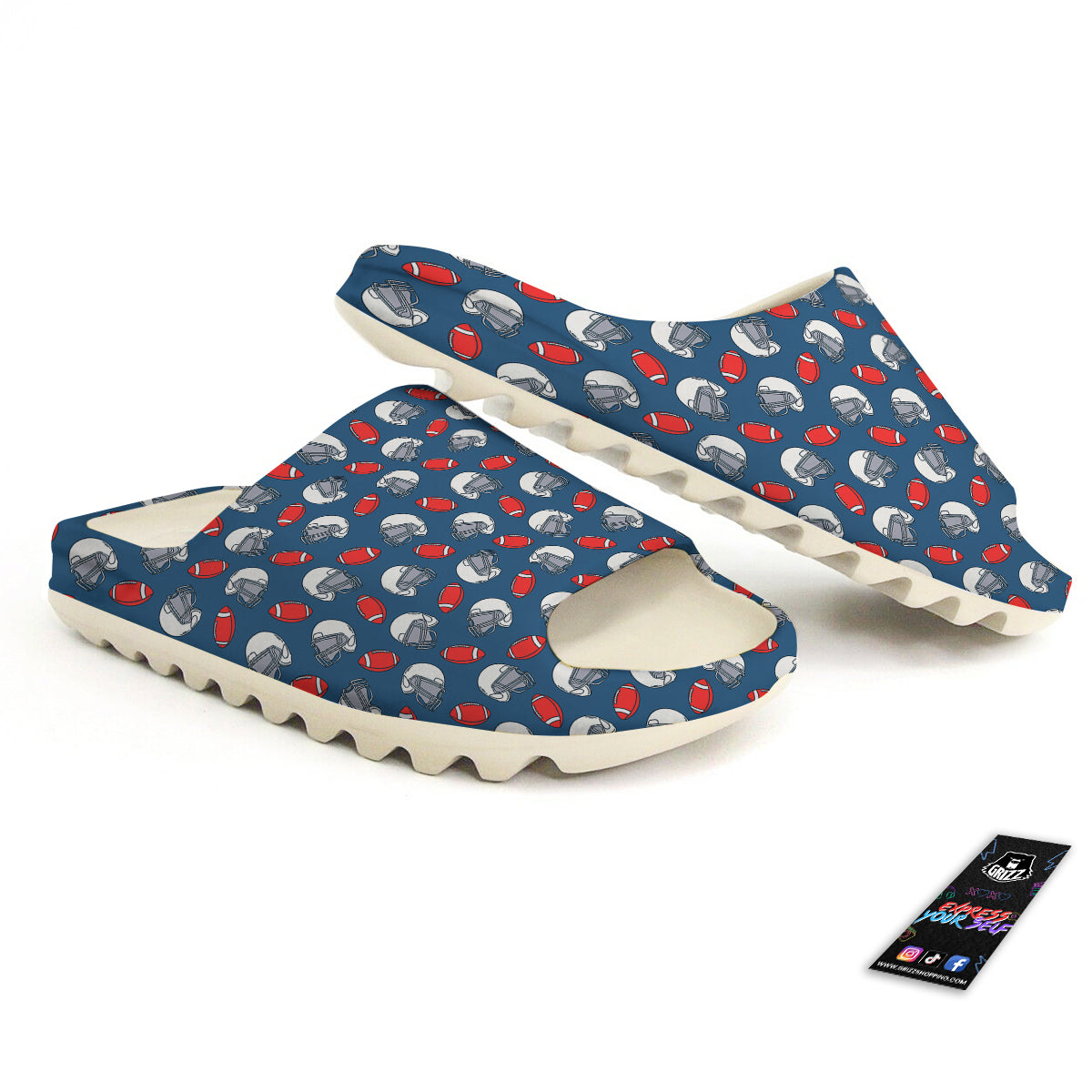 American Football Print Pattern Sandals-grizzshop