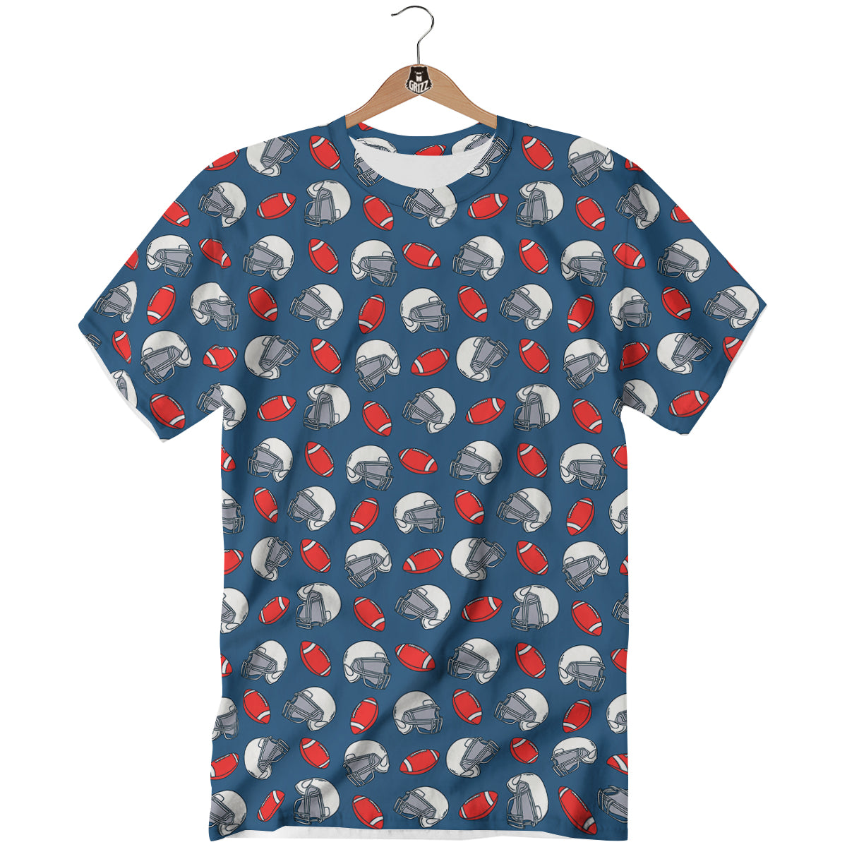 American Football Print Pattern T-Shirt-grizzshop