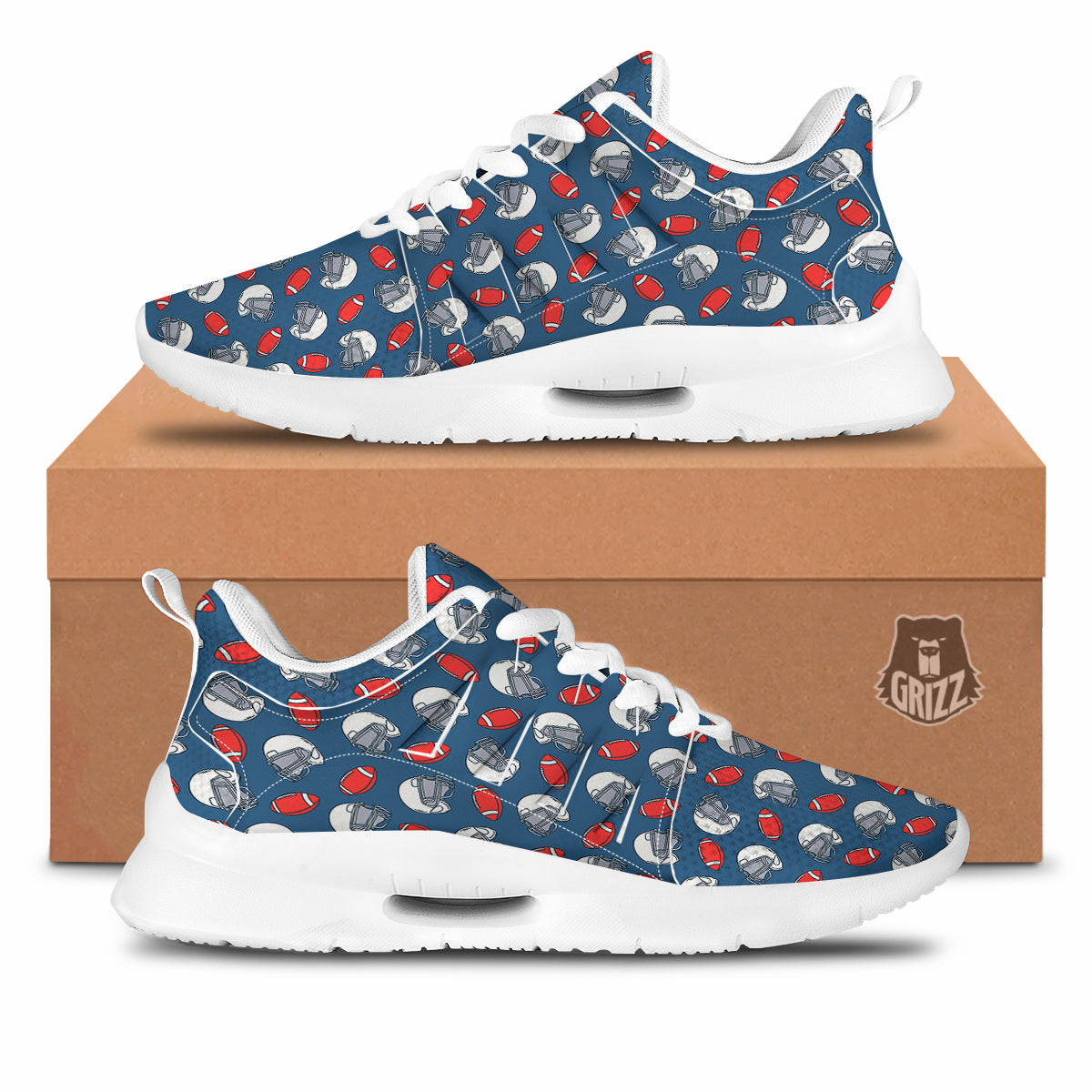 American Football Print Pattern Tennis Shoes-grizzshop