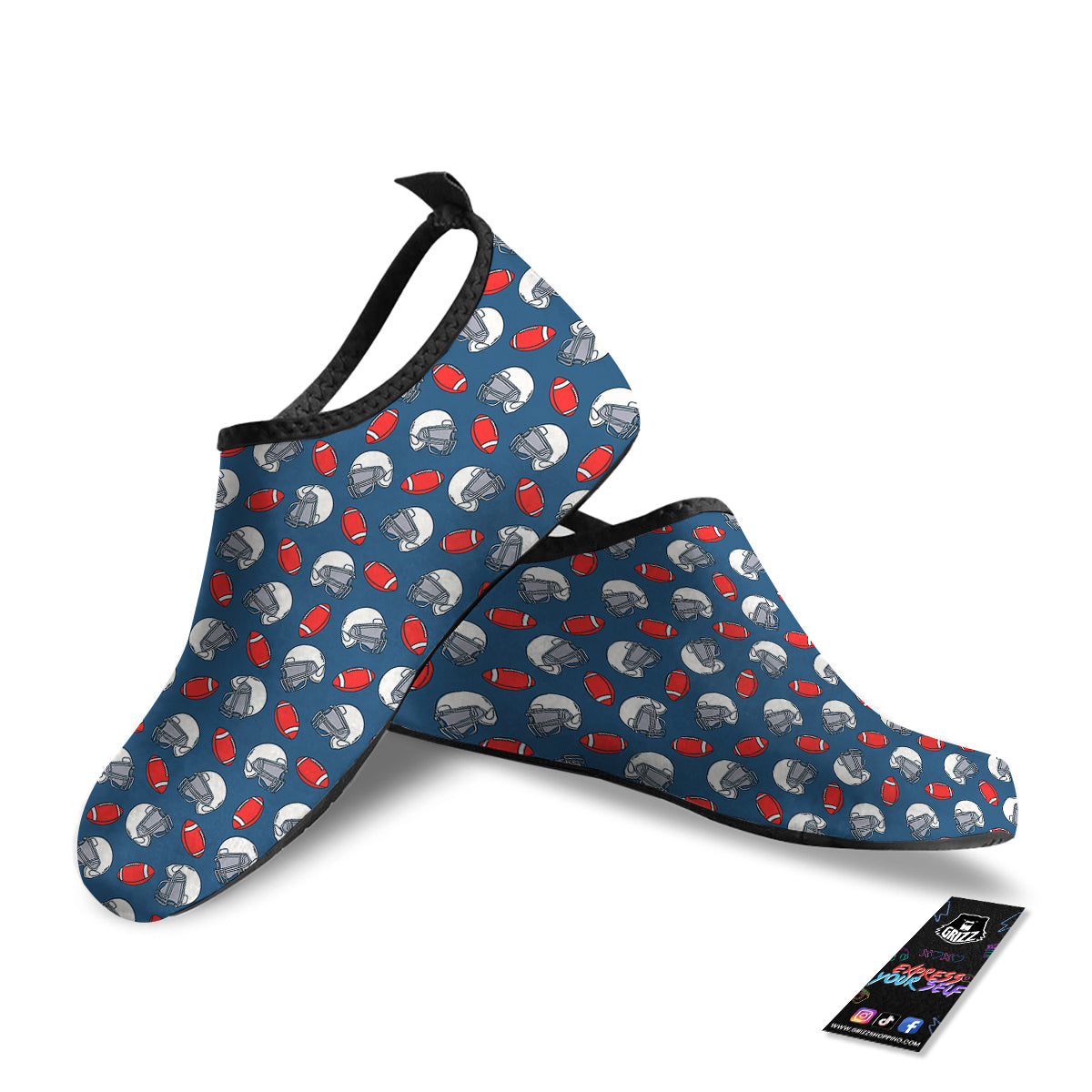 American Football Print Pattern Water Shoes-grizzshop