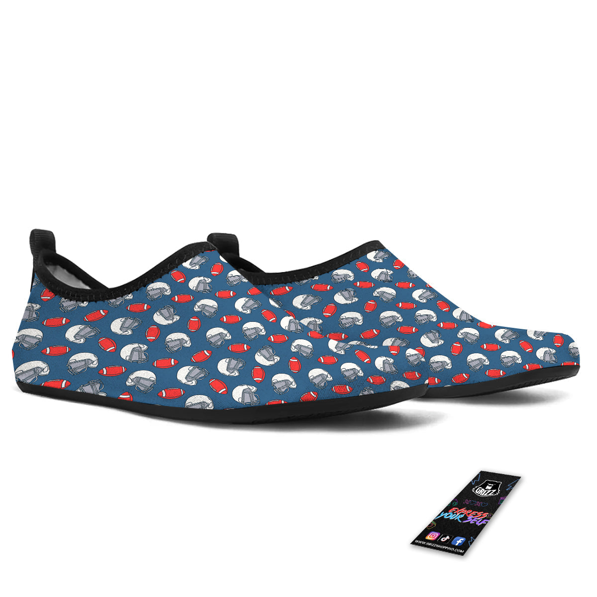 American Football Print Pattern Water Shoes-grizzshop