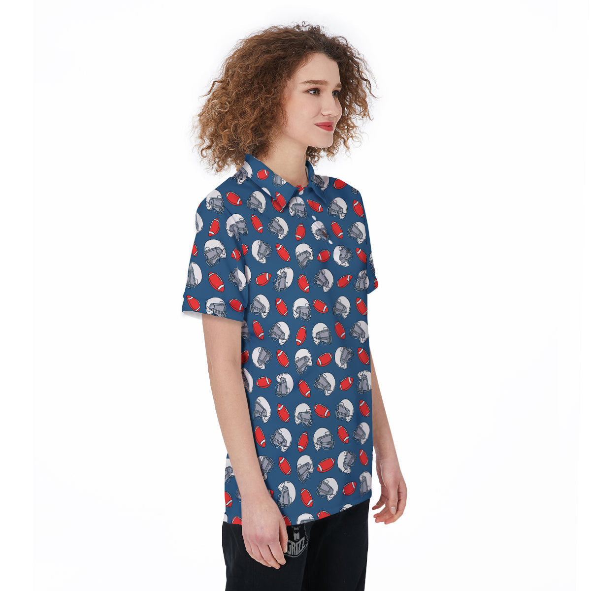 American Football Print Pattern Women's Golf Shirts-grizzshop