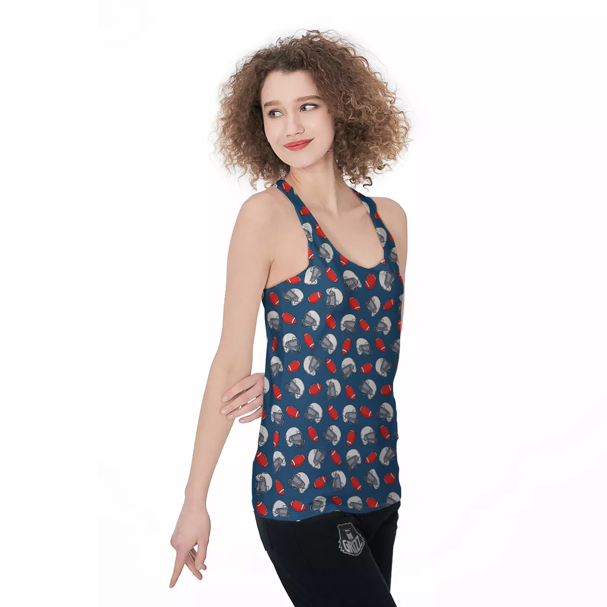 American Football Print Pattern Women's Racerback Tank Top-grizzshop