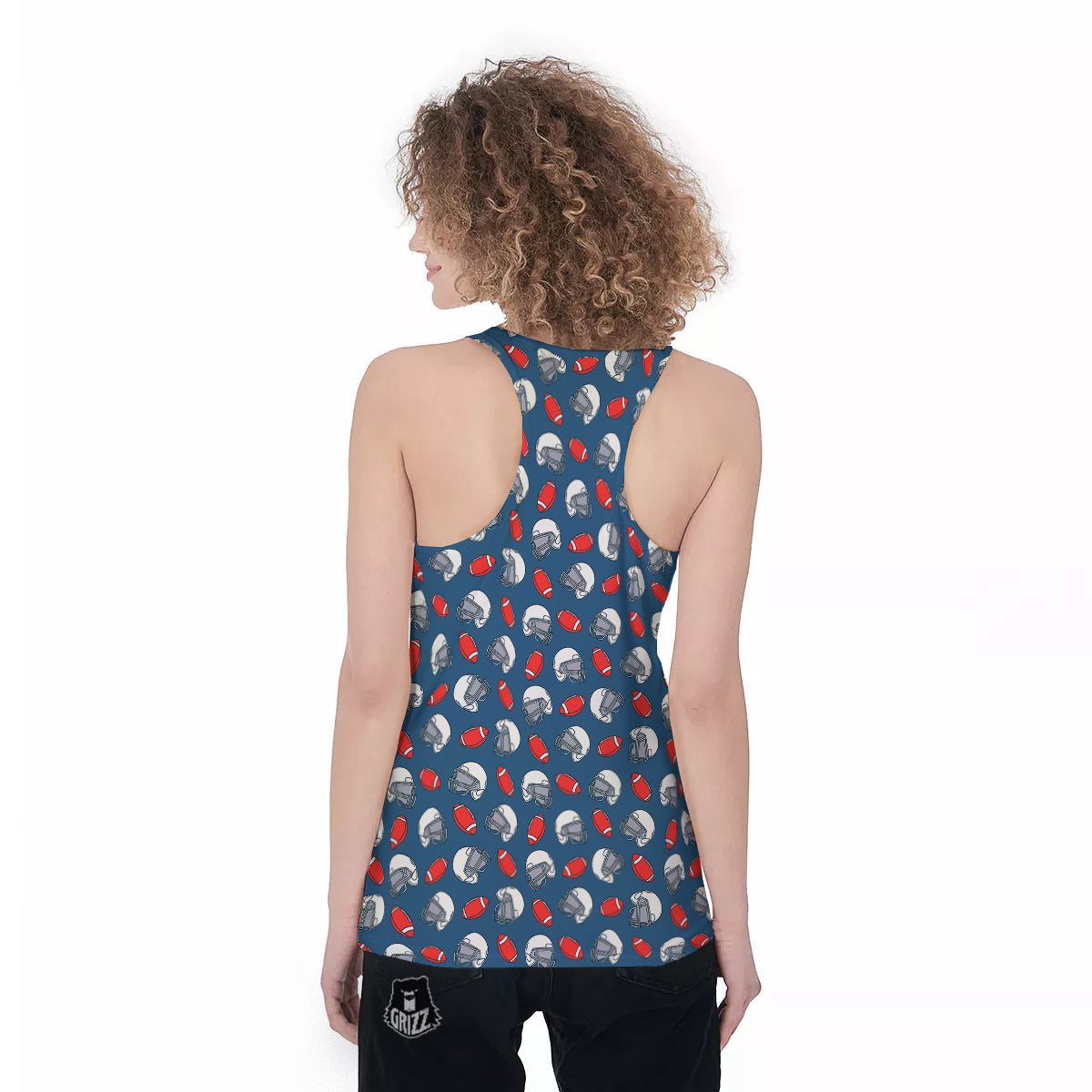 American Football Print Pattern Women's Racerback Tank Top-grizzshop