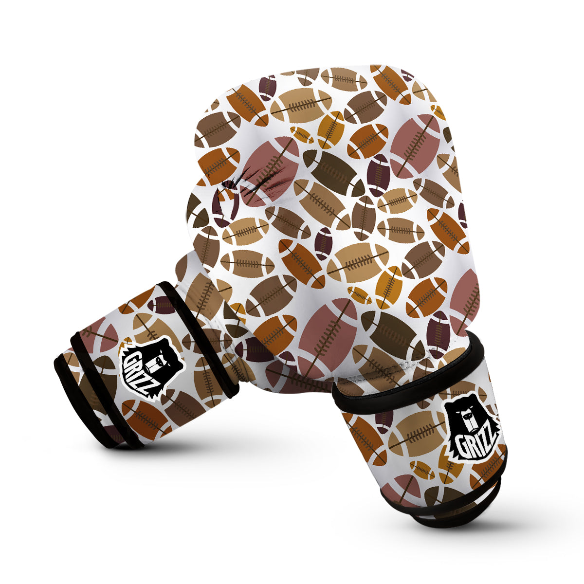 American Football Rugby Ball Pattern Print Boxing Gloves-grizzshop