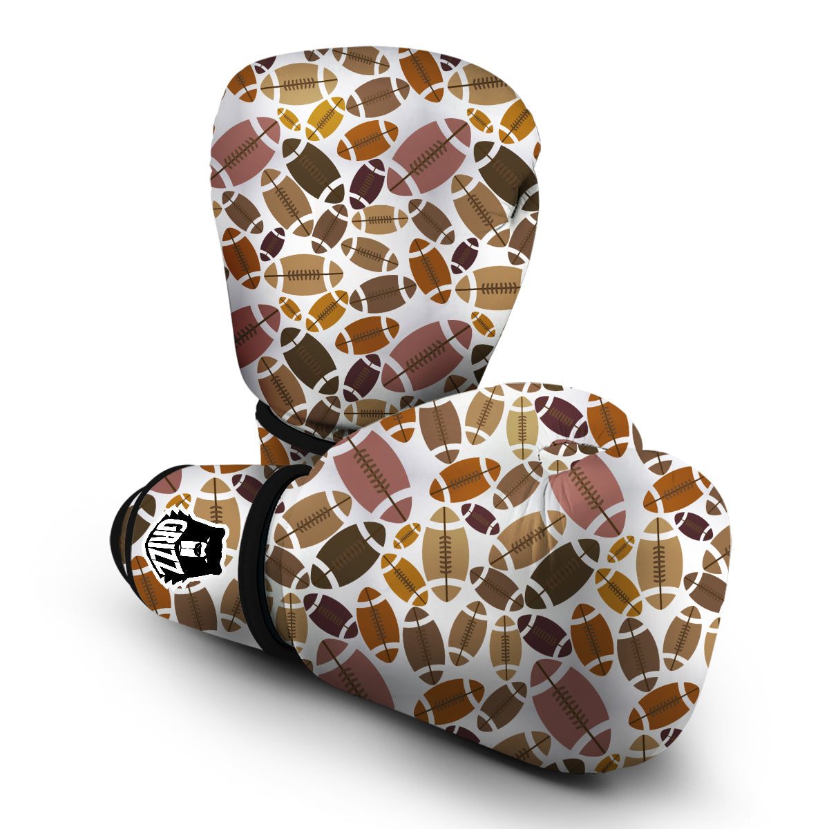 American Football Rugby Ball Pattern Print Boxing Gloves-grizzshop