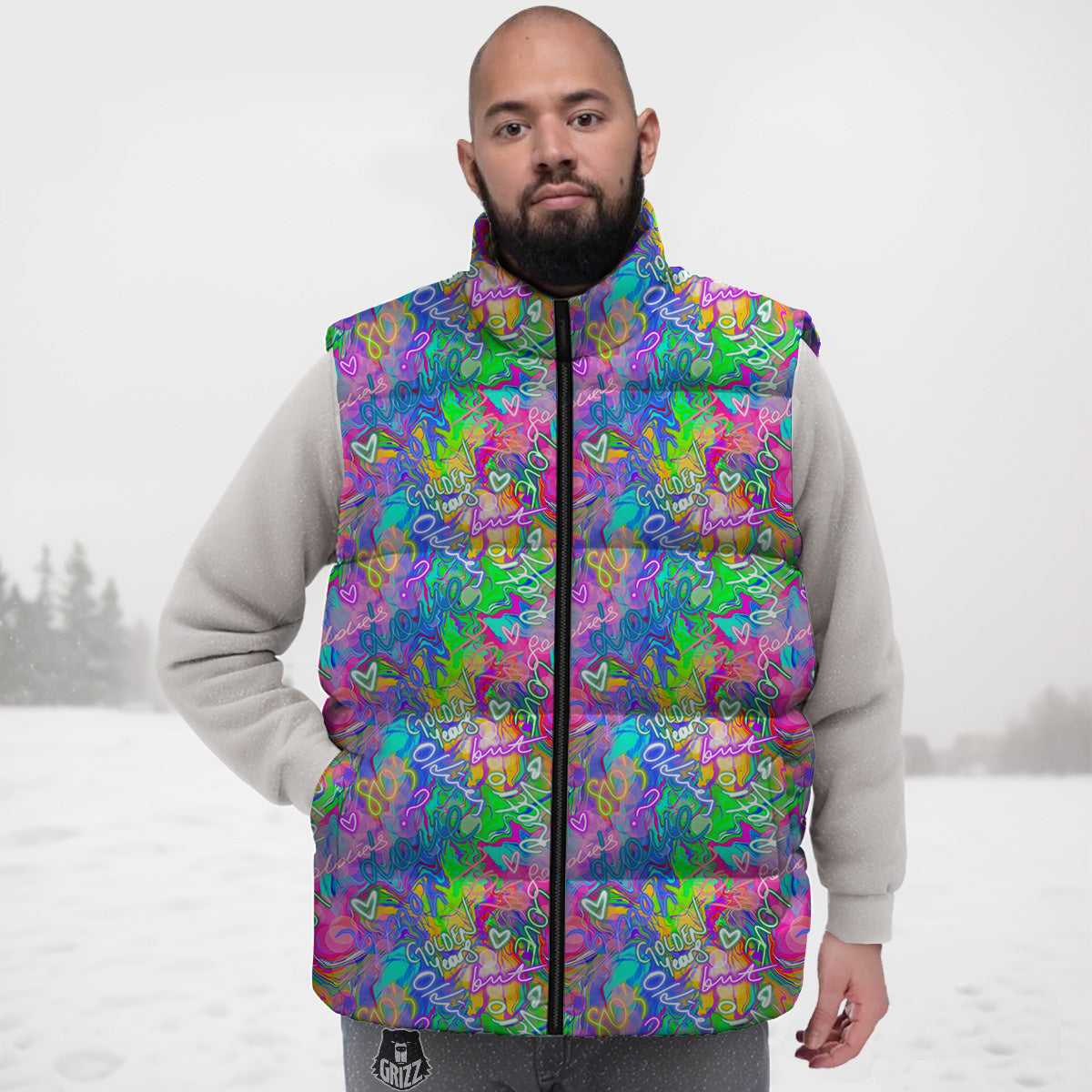 American Football Rugby Ball Pattern Print Down Vest