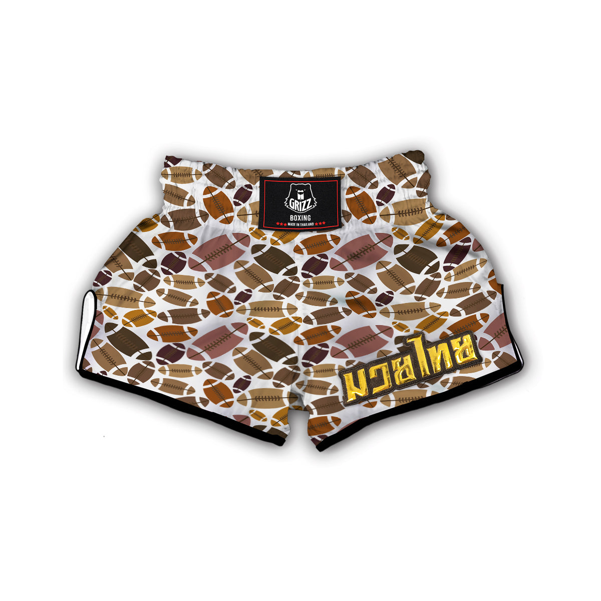 American Football Rugby Ball Pattern Print Muay Thai Boxing Shorts-grizzshop