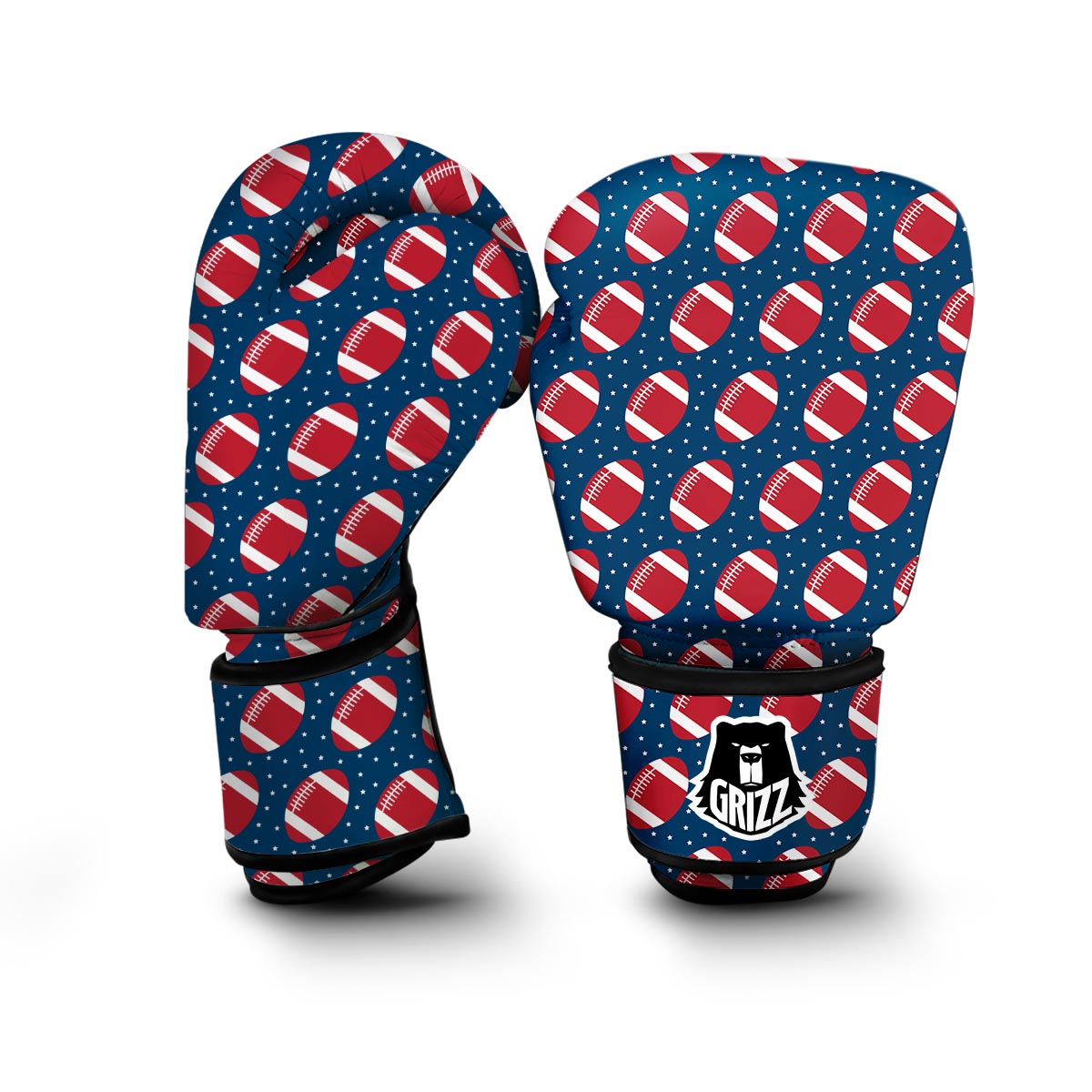 American Football Rugby Ball Print Pattern Boxing Gloves-grizzshop