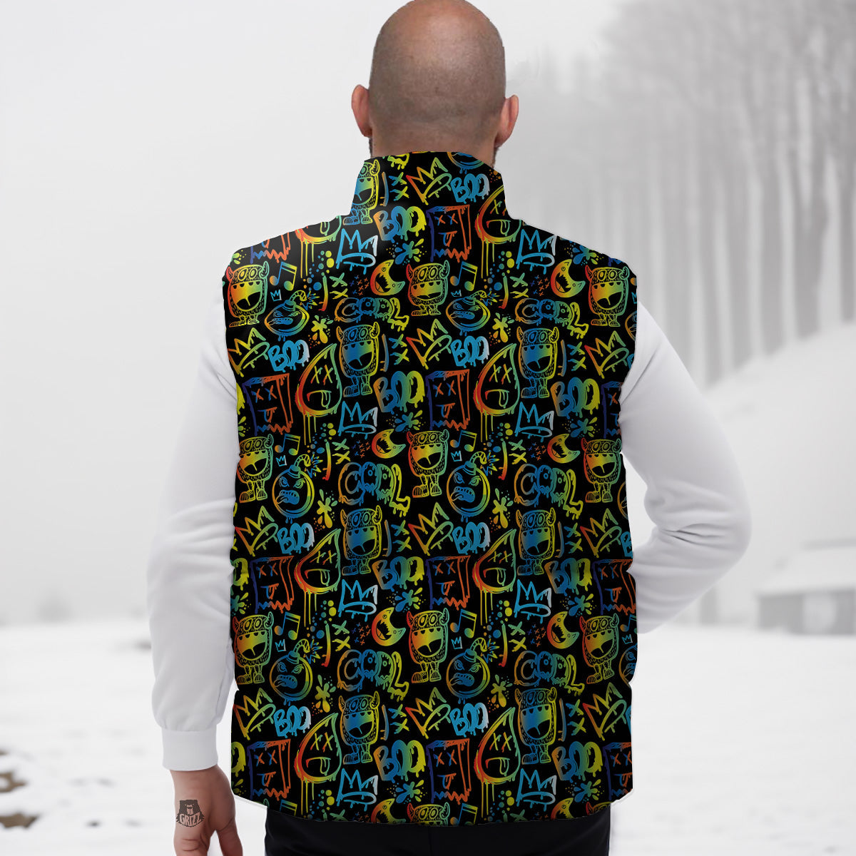 American Football Rugby Ball Print Pattern Down Vest