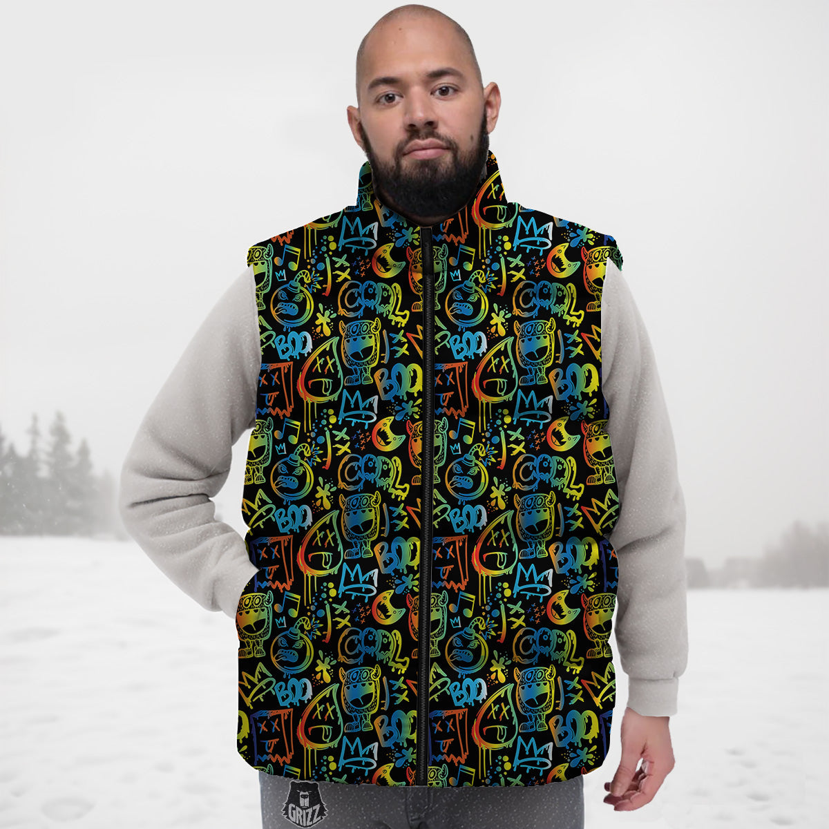 American Football Rugby Ball Print Pattern Down Vest