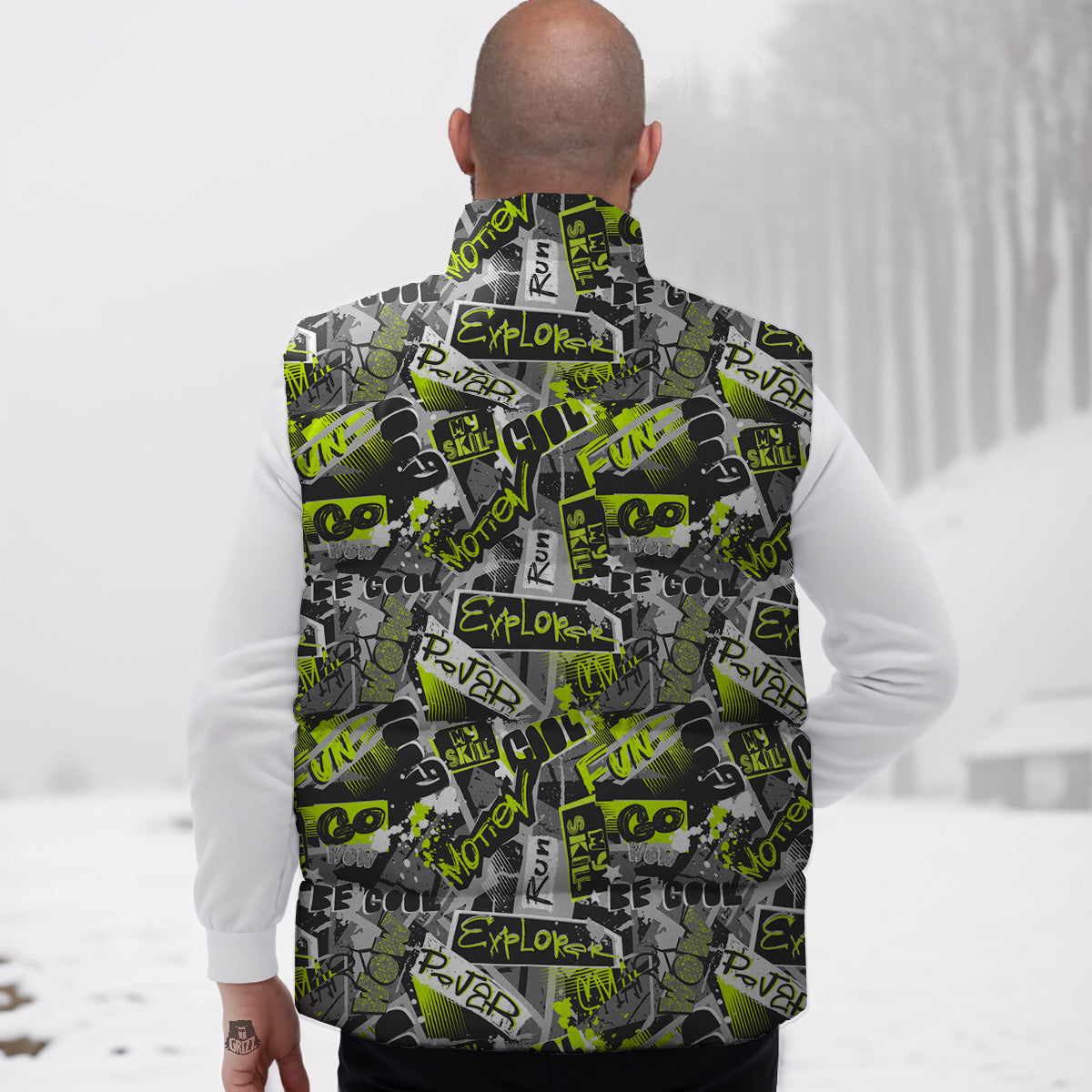 American Football Star Pattern Print Down Vest