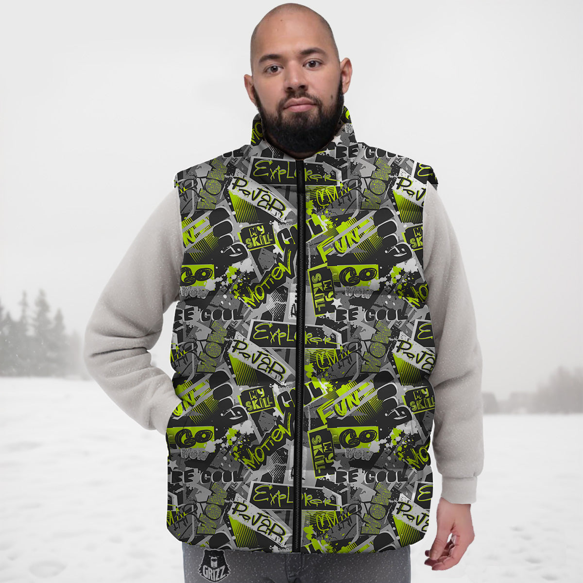 American Football Star Pattern Print Down Vest