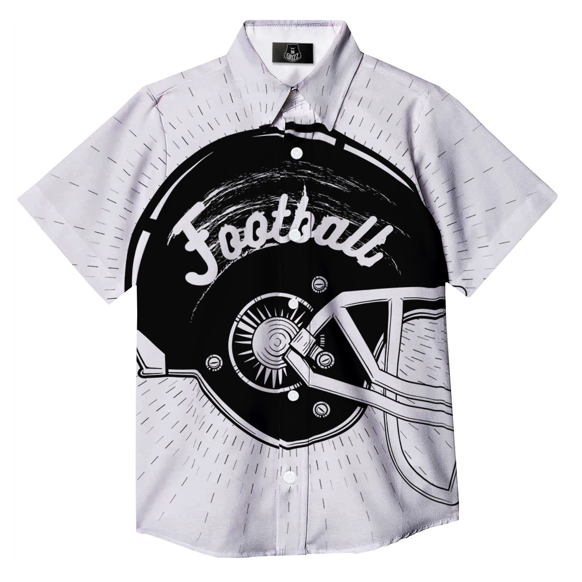 American Football White And Black Print Button Up Shirt-grizzshop