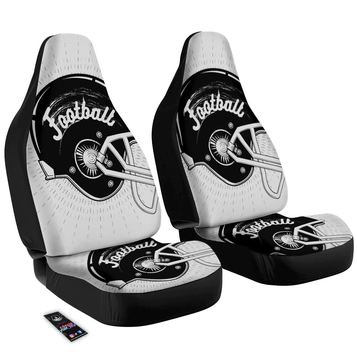 American Football White And Black Print Car Seat Covers-grizzshop