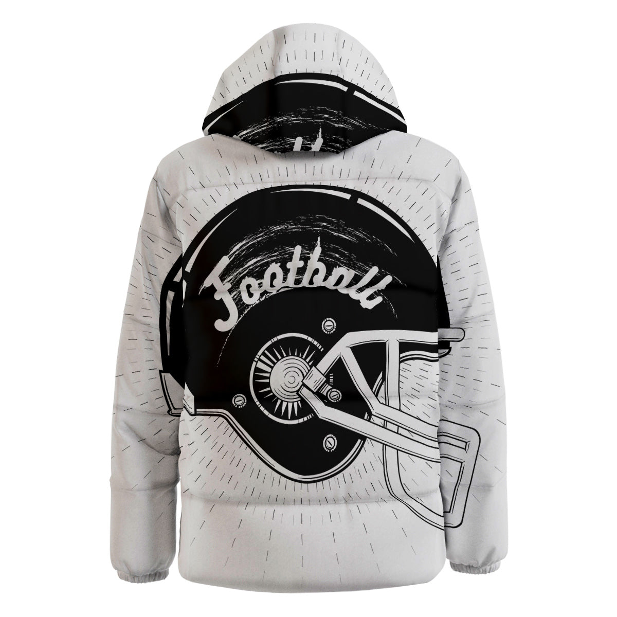 American Football White And Black Print Down Jacket-grizzshop