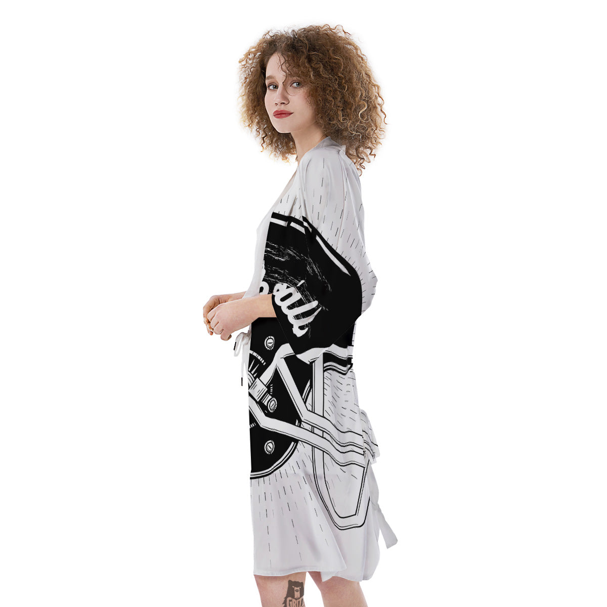 American Football White And Black Print Kimono-grizzshop