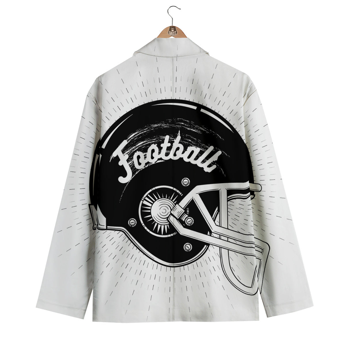 American Football White And Black Print Men's Blazer-grizzshop
