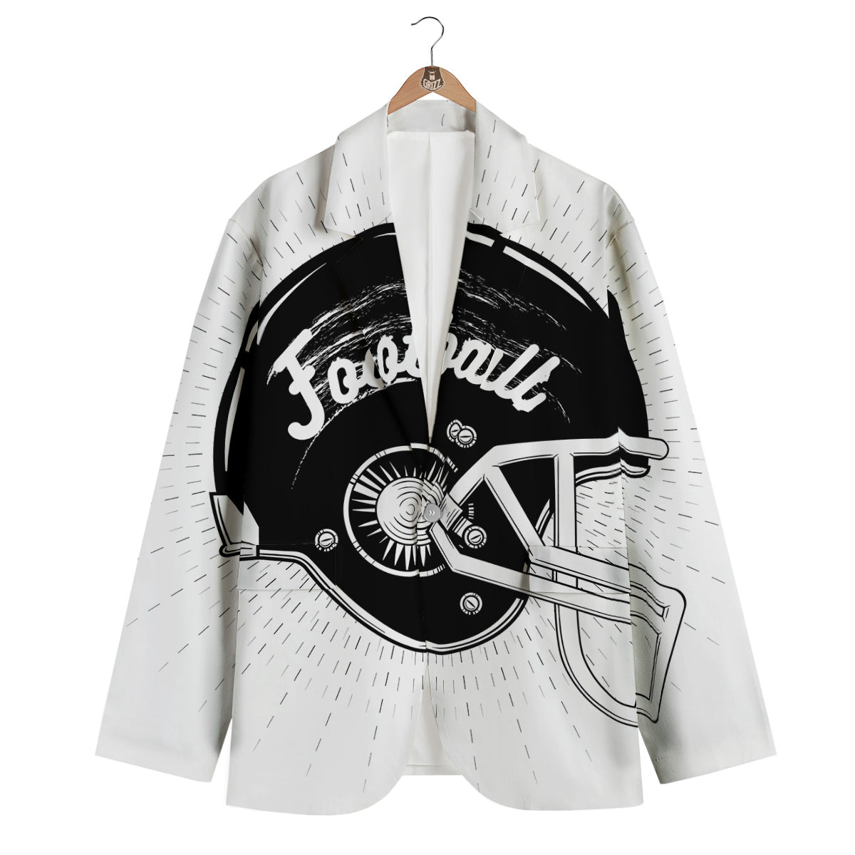 American Football White And Black Print Men's Blazer-grizzshop