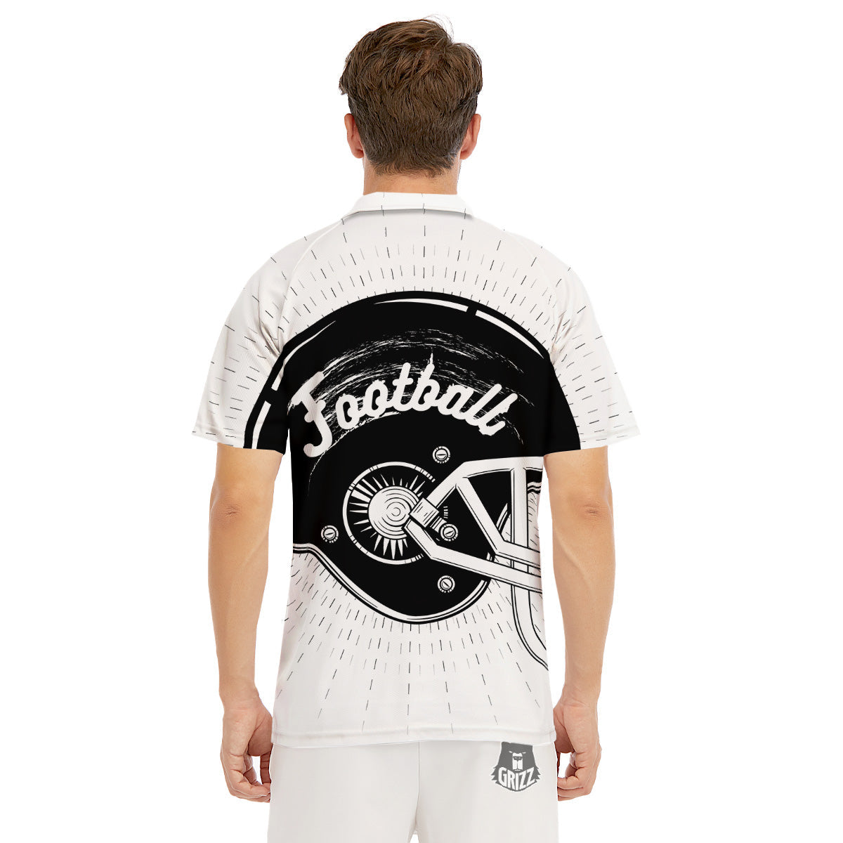 American Football White And Black Print Men's Golf Shirts-grizzshop