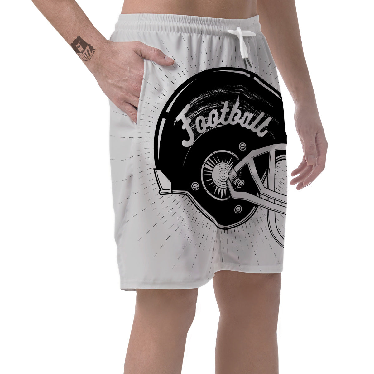 American Football White And Black Print Men's Shorts-grizzshop
