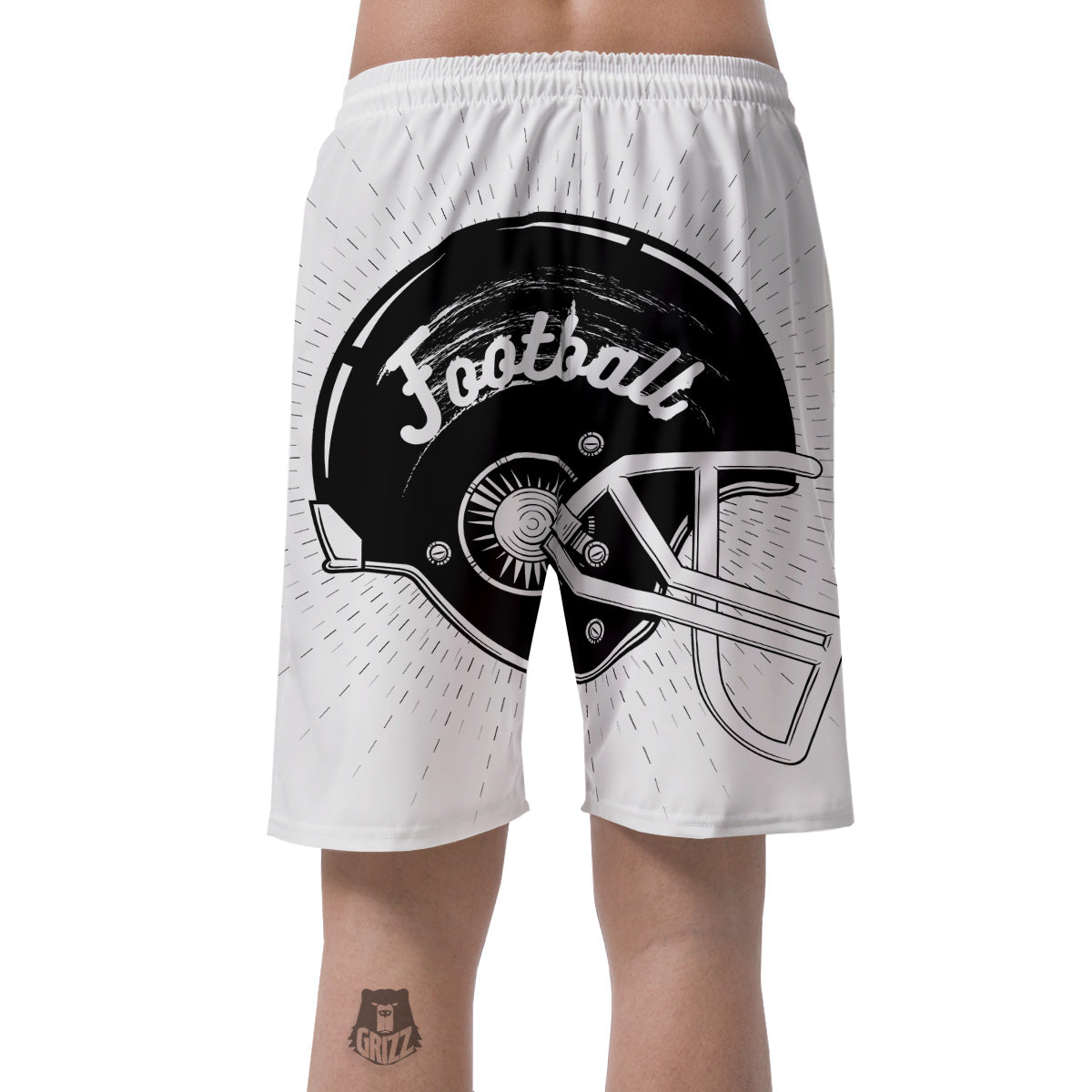 American Football White And Black Print Men's Shorts-grizzshop