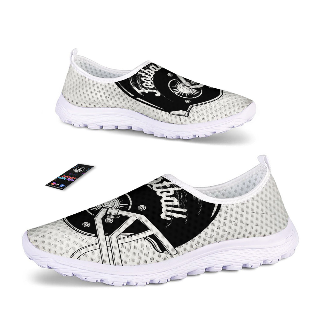 American Football White And Black Print Nurse Shoes-grizzshop