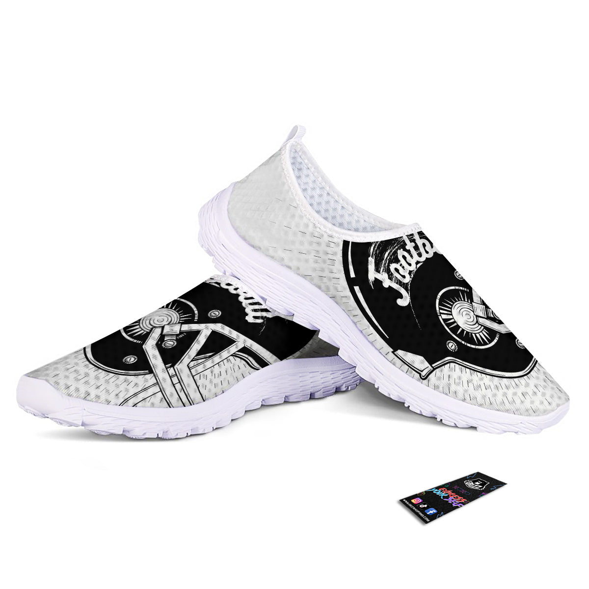 American Football White And Black Print Nurse Shoes-grizzshop