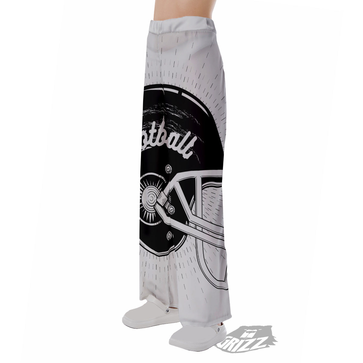 American Football White And Black Print Pajama Pants-grizzshop