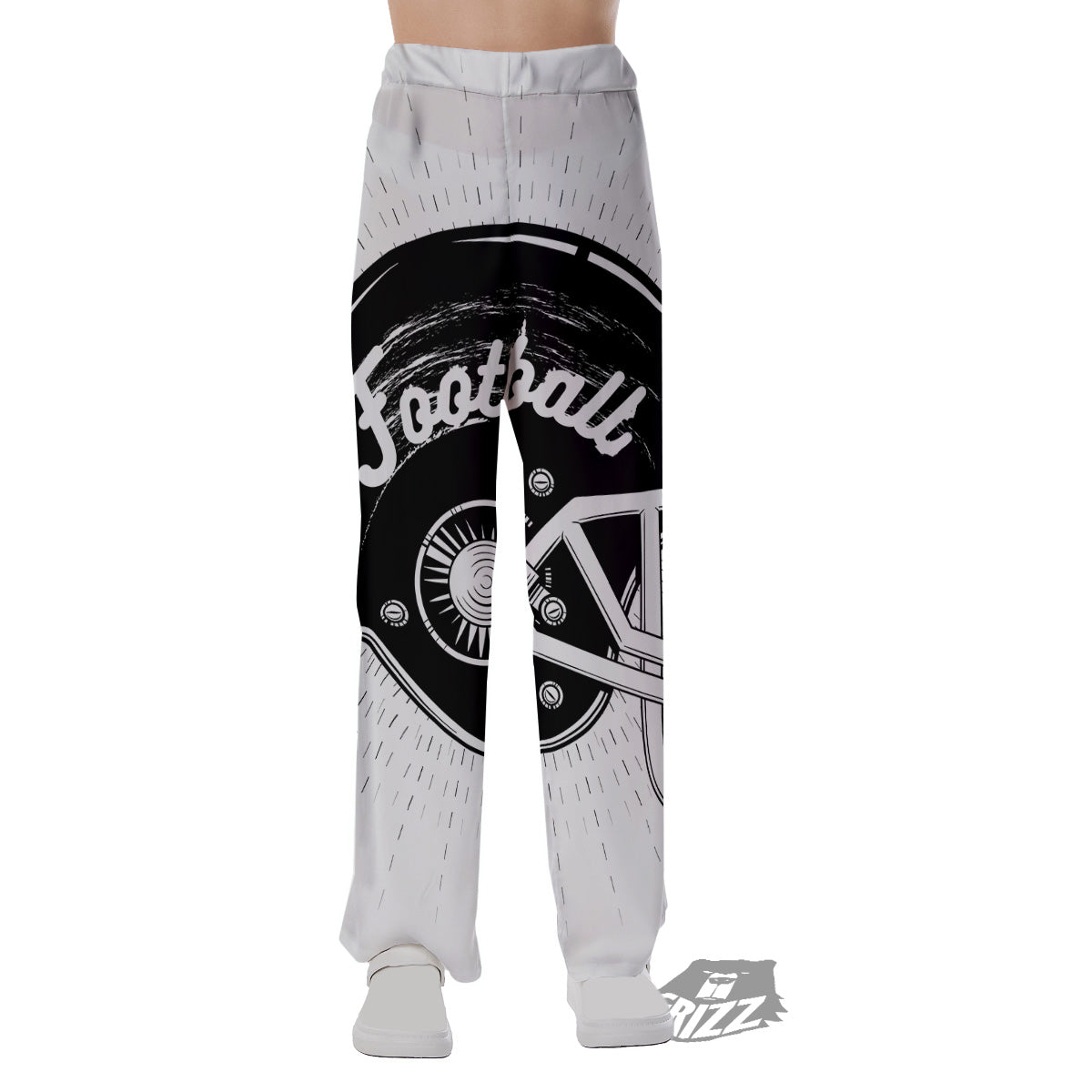 American Football White And Black Print Pajama Pants-grizzshop