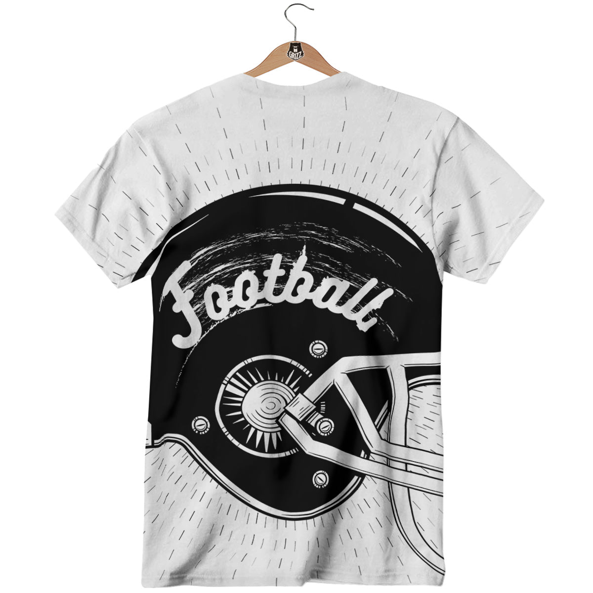 American Football White And Black Print T-Shirt-grizzshop