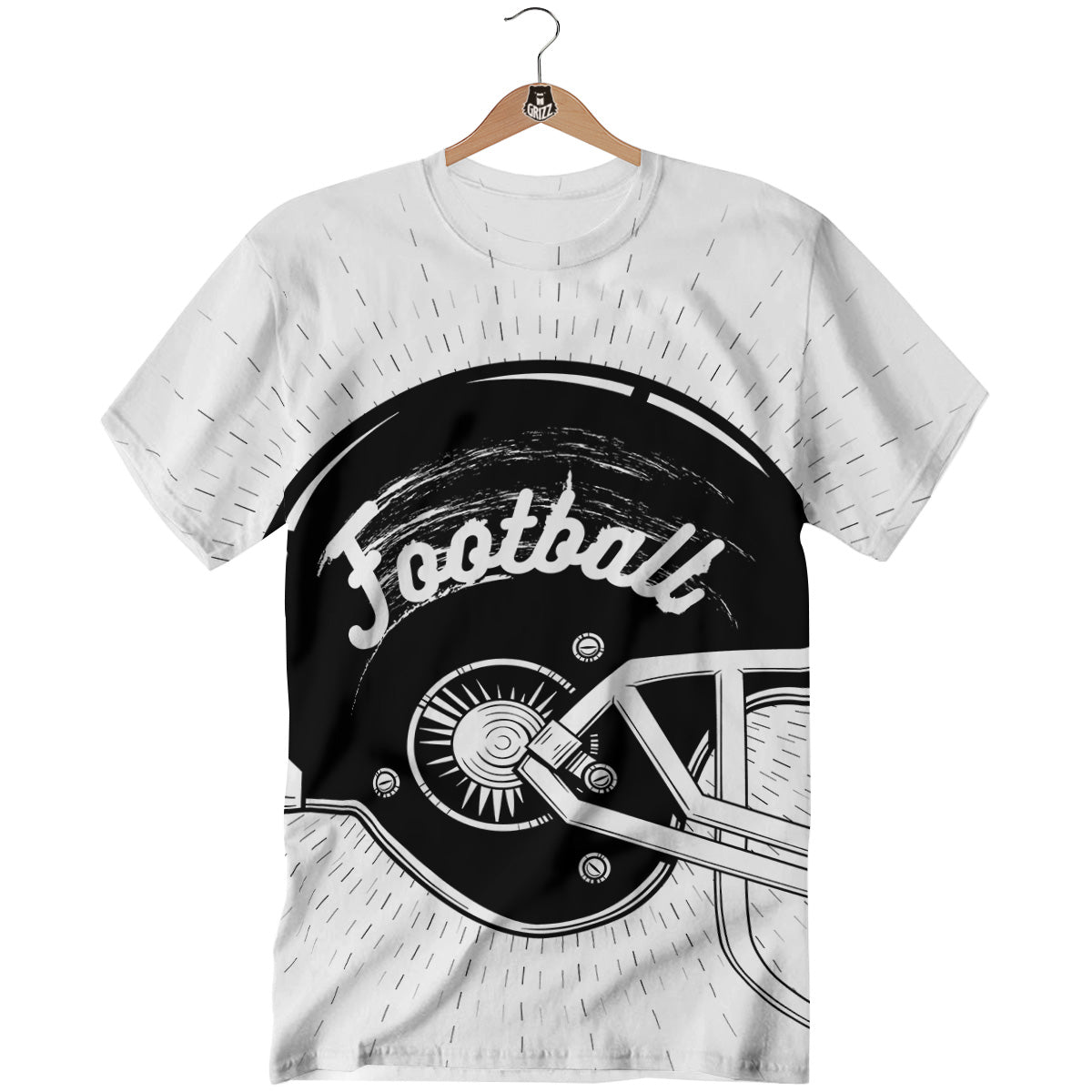 American Football White And Black Print T-Shirt-grizzshop