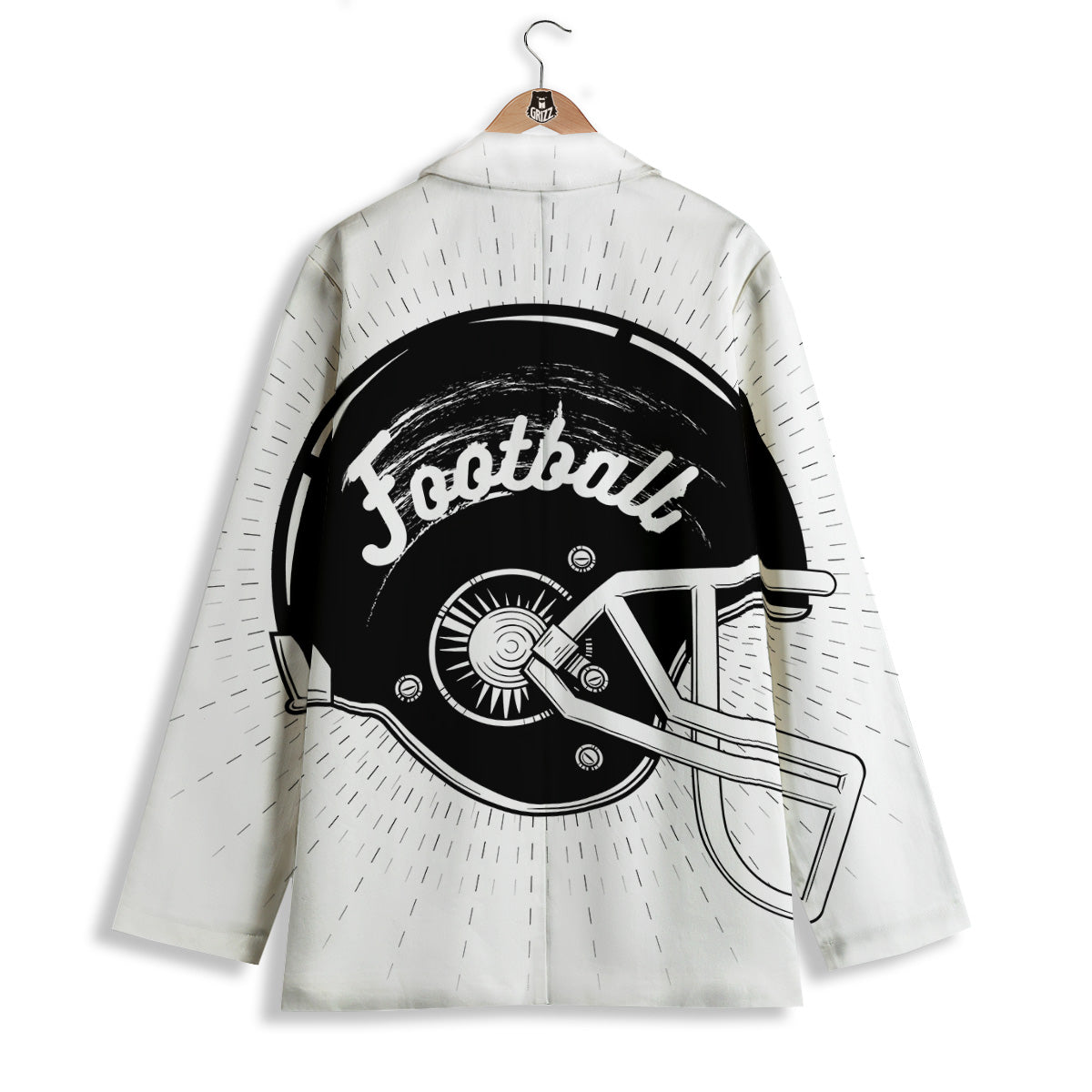 American Football White And Black Print Women's Blazer-grizzshop