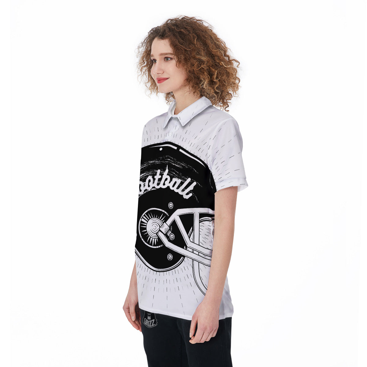 American Football White And Black Print Women's Golf Shirts-grizzshop
