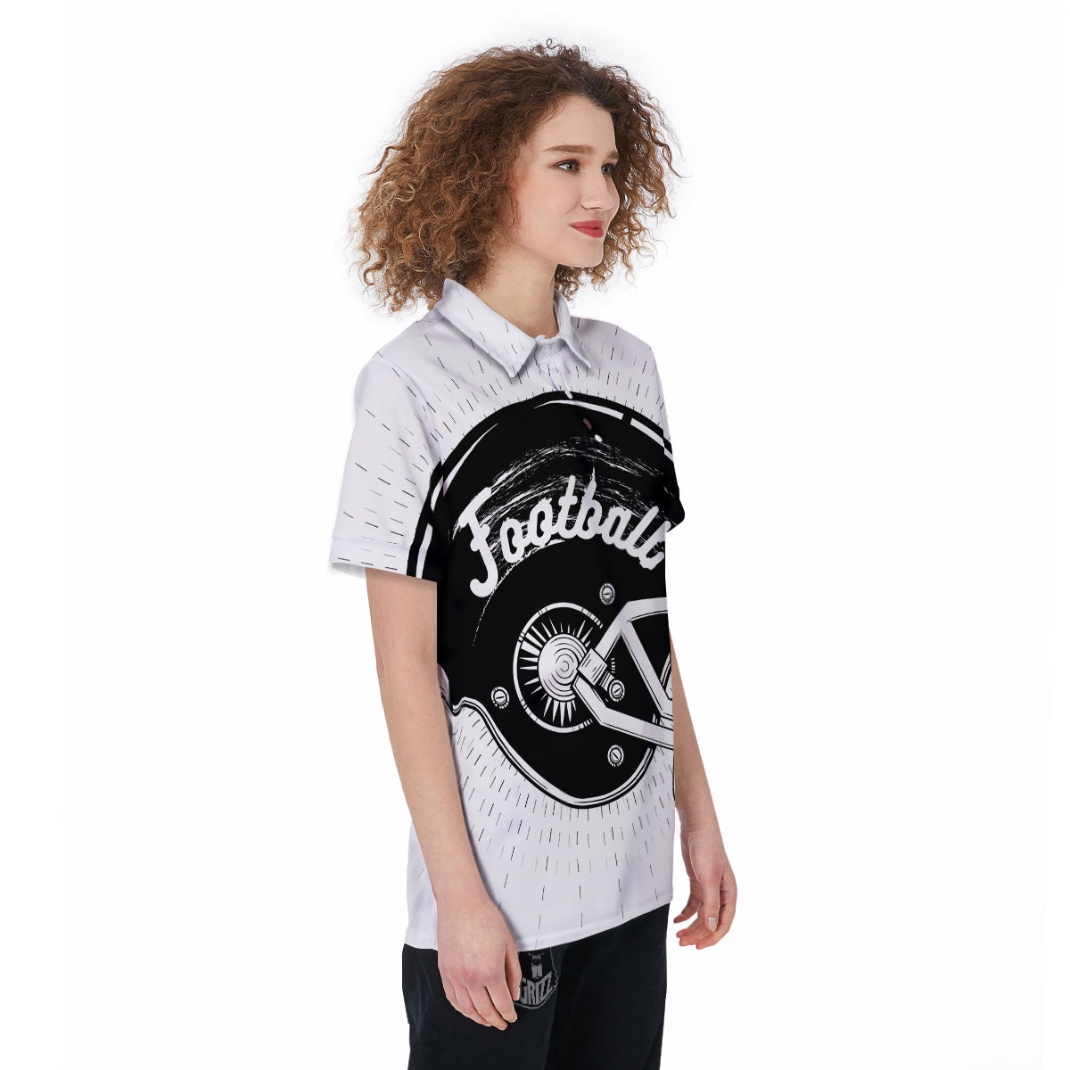 American Football White And Black Print Women's Golf Shirts-grizzshop