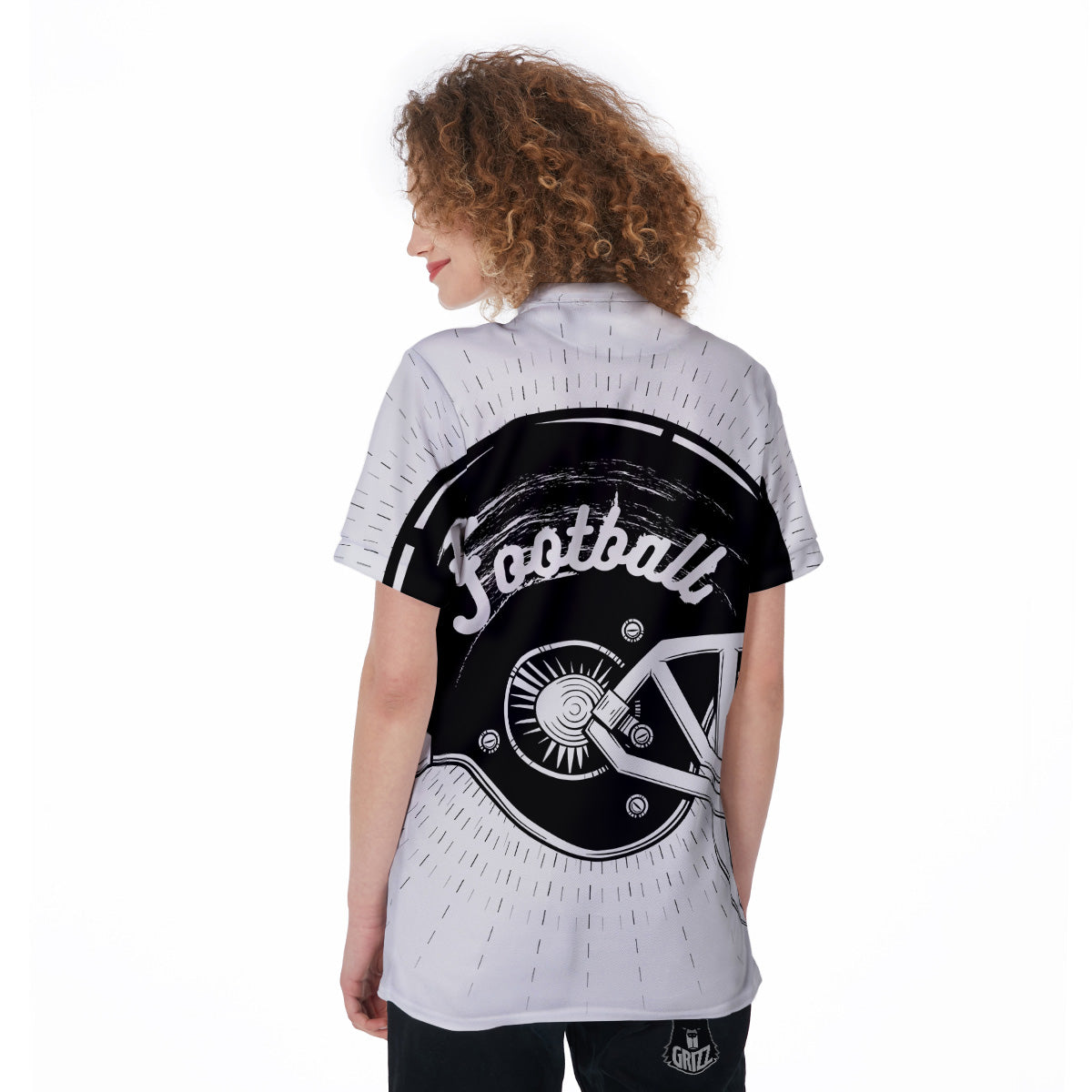 American Football White And Black Print Women's Golf Shirts-grizzshop