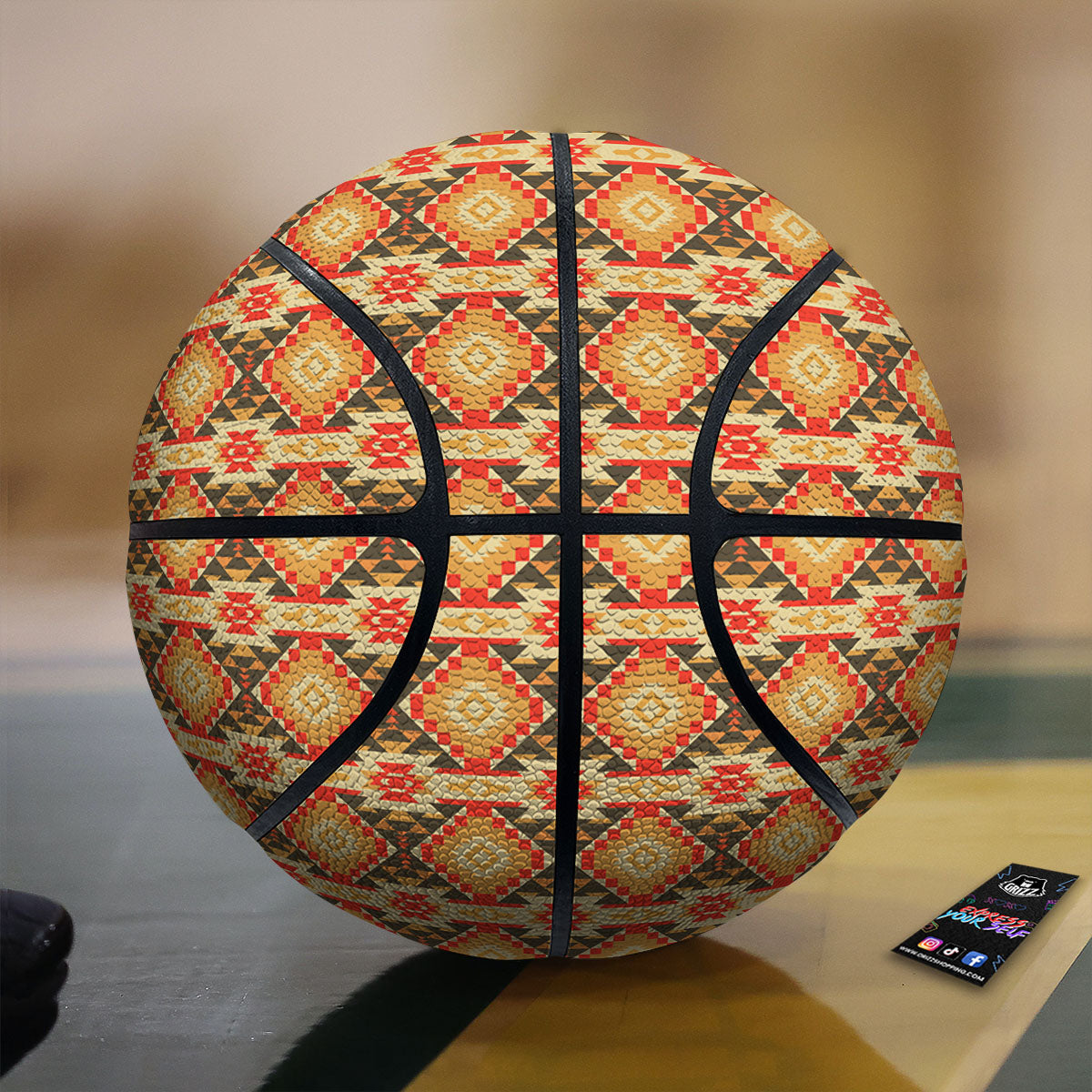 American Geometric Native Print Pattern Basketball-grizzshop