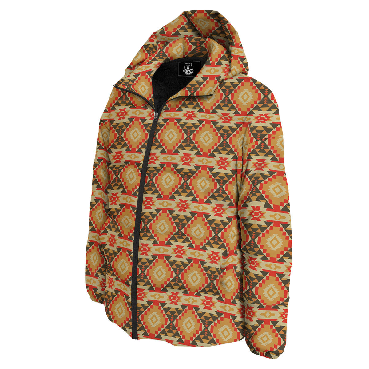 American Geometric Native Print Pattern Down Jacket-grizzshop