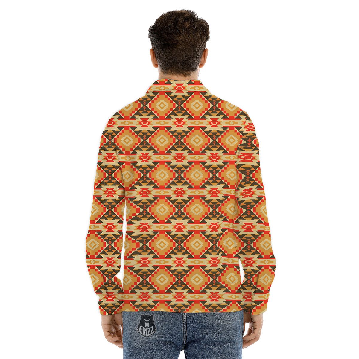 American Geometric Native Print Pattern Men's Dress Shirts-grizzshop