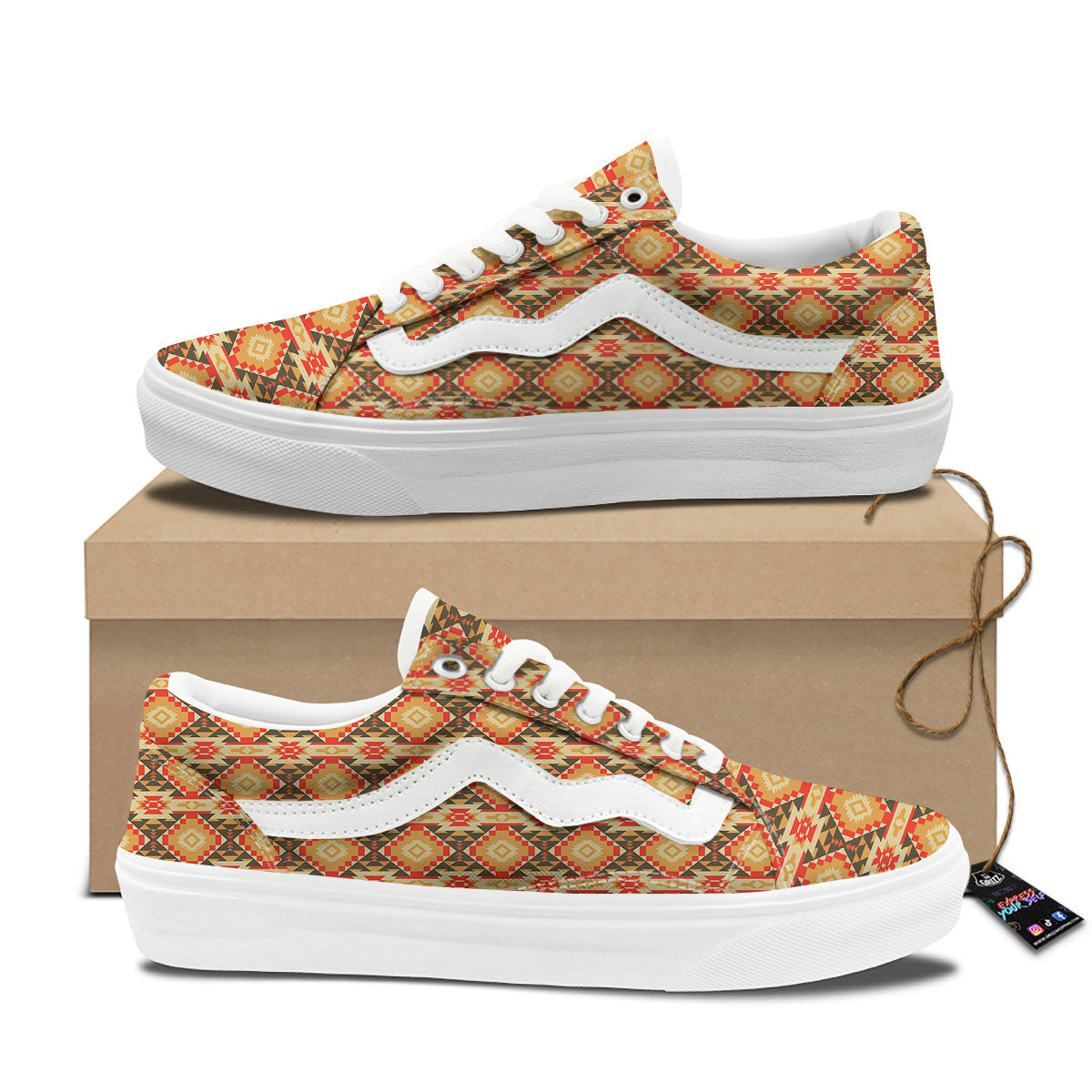 American Geometric Native Print Pattern Skate Shoes-grizzshop